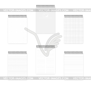 A5 верхний спиральный блокнот с различной бумагой, - векторный клипарт
