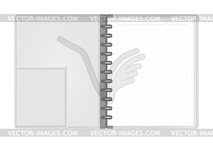 Open disc bound loose leaf business notebook with - vector clipart