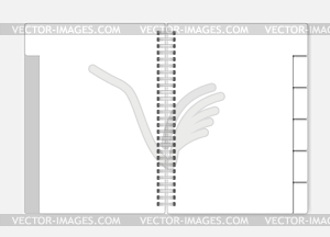 Открытый белый пустой спиральный ноутбук с вкладкой - клипарт в векторе / векторное изображение