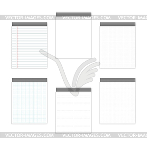 Empty white and various ruled note paper letter siz - vector image