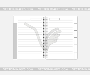 Open wire spiral bound lined notebook, diary with - vector EPS clipart