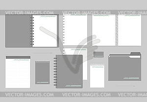 Notebooks, paper, folder, business card - - vector clip art