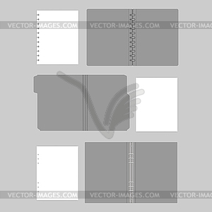File folder with cut tab, disc and ring binder - vector image