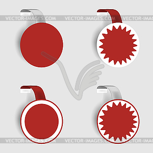 Empty round shelf wobbler. White and red blank - vector clip art