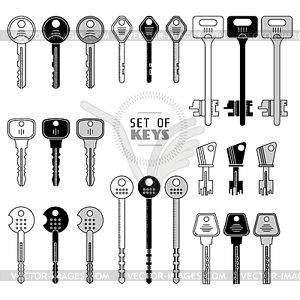 Set of Keys. Modern Types Keys - vector clipart