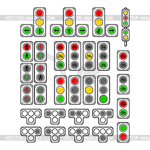 Набор типов светофоров - иллюстрация в векторном формате