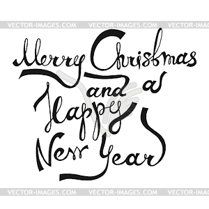 Merry Christmas and Happy New Year. Lettering - vector image