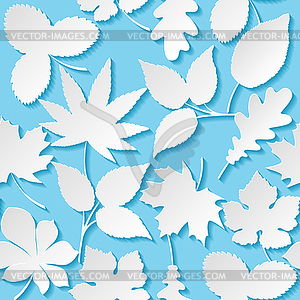 Бесшовные фон с бумажными листьями - векторное изображение клипарта