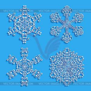 Set of decorative snowflakes. Vector illustration.  - vector image