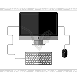 Computer workplace. Flat design - vector image