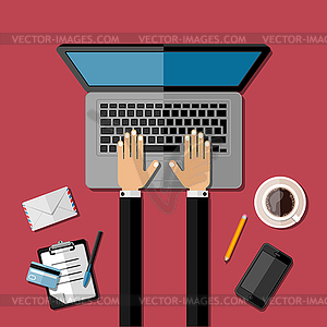 Modern business office workspace - vector clipart / vector image