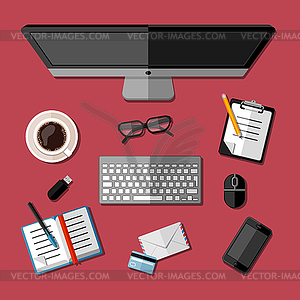 Modern business office workspace - vector clipart