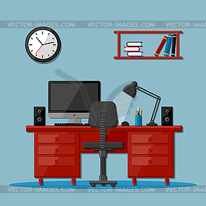 Modern business office workspace - vector image