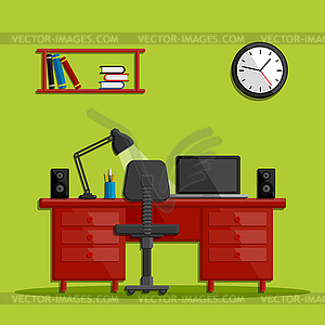 Modern business office workspace - vector clipart