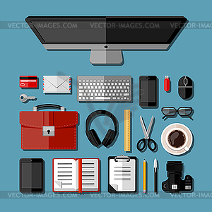 Modern business office workplace - vector clipart / vector image