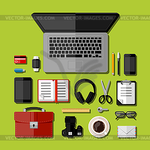 Modern business office workplace - vector clip art