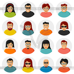 Set of characters. Flat icons - vector clipart