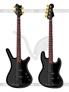 Modern electric bass guitars - vector image