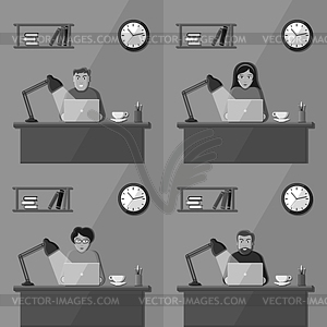 People working in office - vector clip art