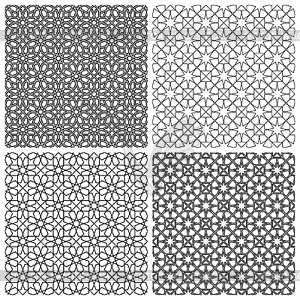 Set of seamless floral patterns with traditional - white & black vector clipart