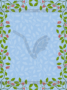 Floral frame with holly - vector clipart