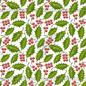 Seamless floral pattern with holly - vector image