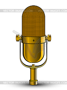 Realistic golden microphone - vector image