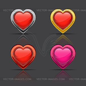 Set of glossy hearts - vector EPS clipart