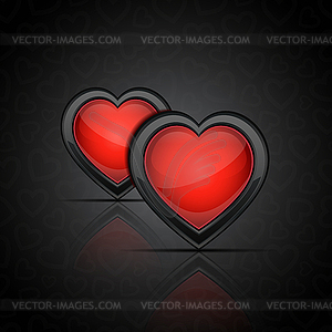 Background with glossy hearts - vector image