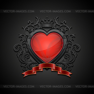 Background with glossy heart - vector image