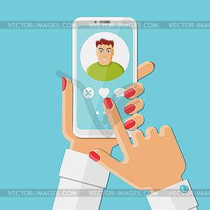 Mobile dating app concept - vector clipart