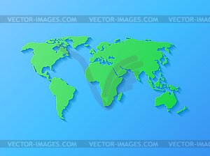 Decorative world map with shadow - vector image