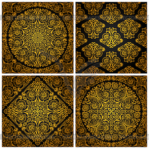 Set of seamless patterns with vintage floral - vector image