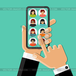 Online dating app. Social network concept. Flat - vector clip art