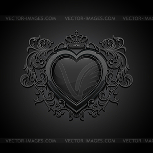 Coat of arms with glossy heart - vector clipart