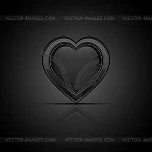 Dark glossy heart icon - vector image