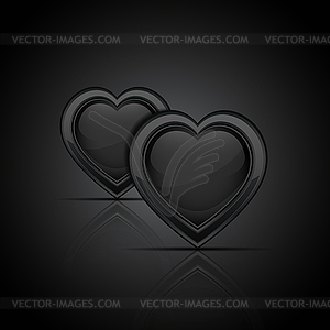 Dark glossy hearts - vector image