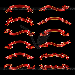 Set of red ribbons - color vector clipart