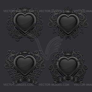 Set of hearts. Coat of arms - vector EPS clipart