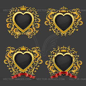 Set of hearts. Coat of arms - vector clipart