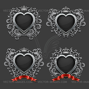 Set of hearts. Coat of arms - vector clipart