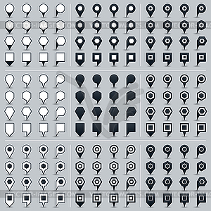 Set map pin sign location icon in flat style - vector image