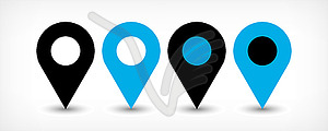 Blue flat map pin sign location icon with shadow - royalty-free vector image