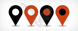 Brown flat map pin sign location icon with shadow - vector clip art