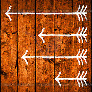 Brushstroke Arrows Sign Realistic Wood Texture - vector image