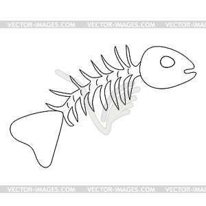 Simple skeleton fish drawing - white & black vector clipart