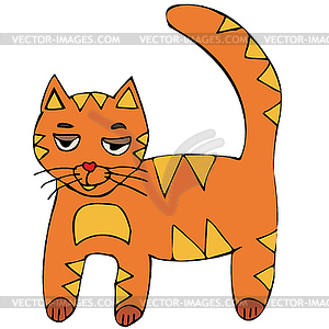 Cat red-headed kitten cartoon - vector image