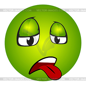 Sick emoticon with tongue out - vector image