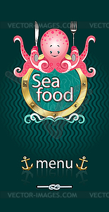 Menu for restaurant sea food octopus - vector image