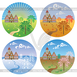 Pictures four seasons - vector image